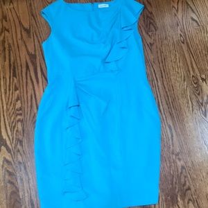 Calvin Klein Blue Ruffled Dress